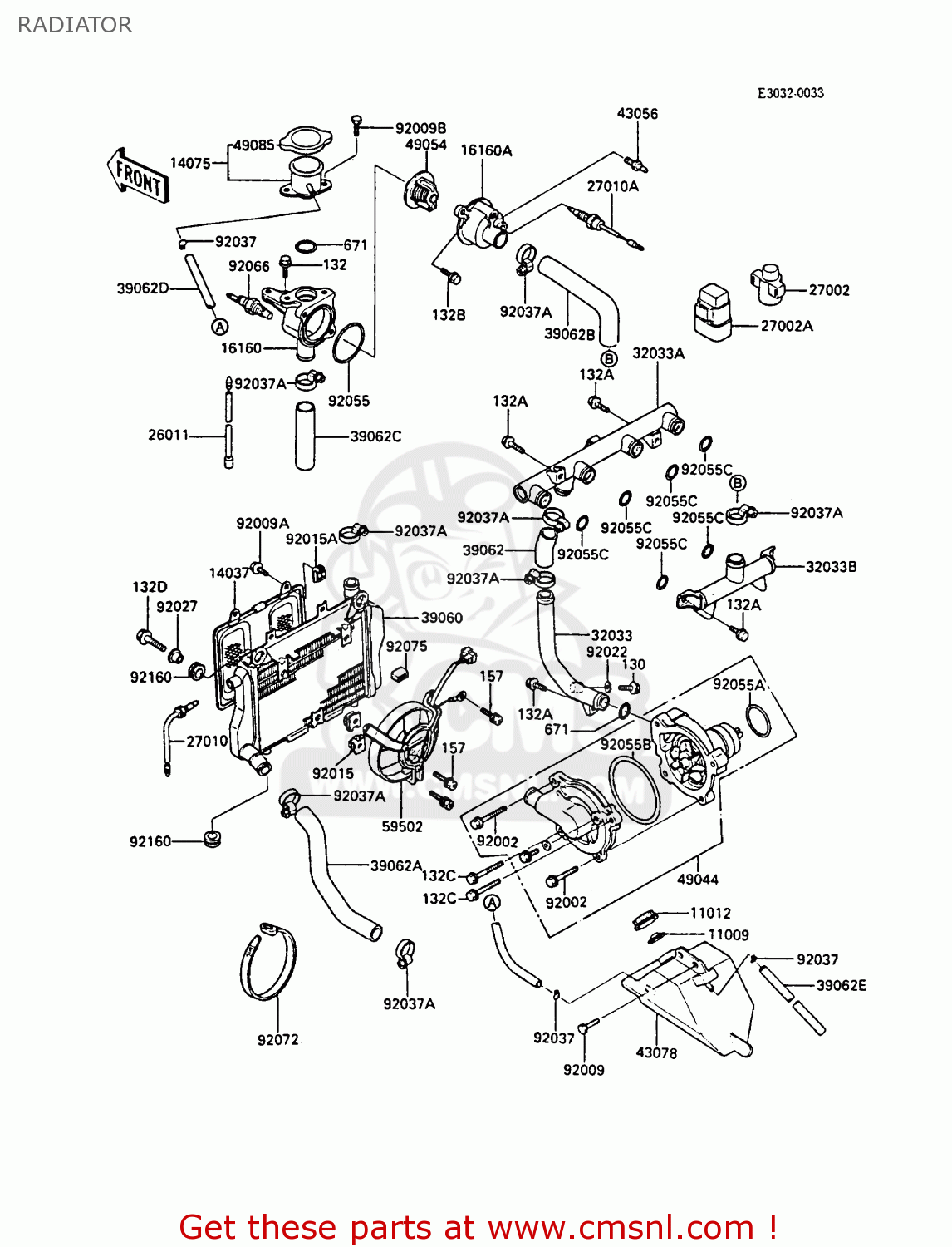 RADIATOR ZX1000A1 GPZ1000RX 1986 EUROPE FR UK FG GR IT NR SD SP ST