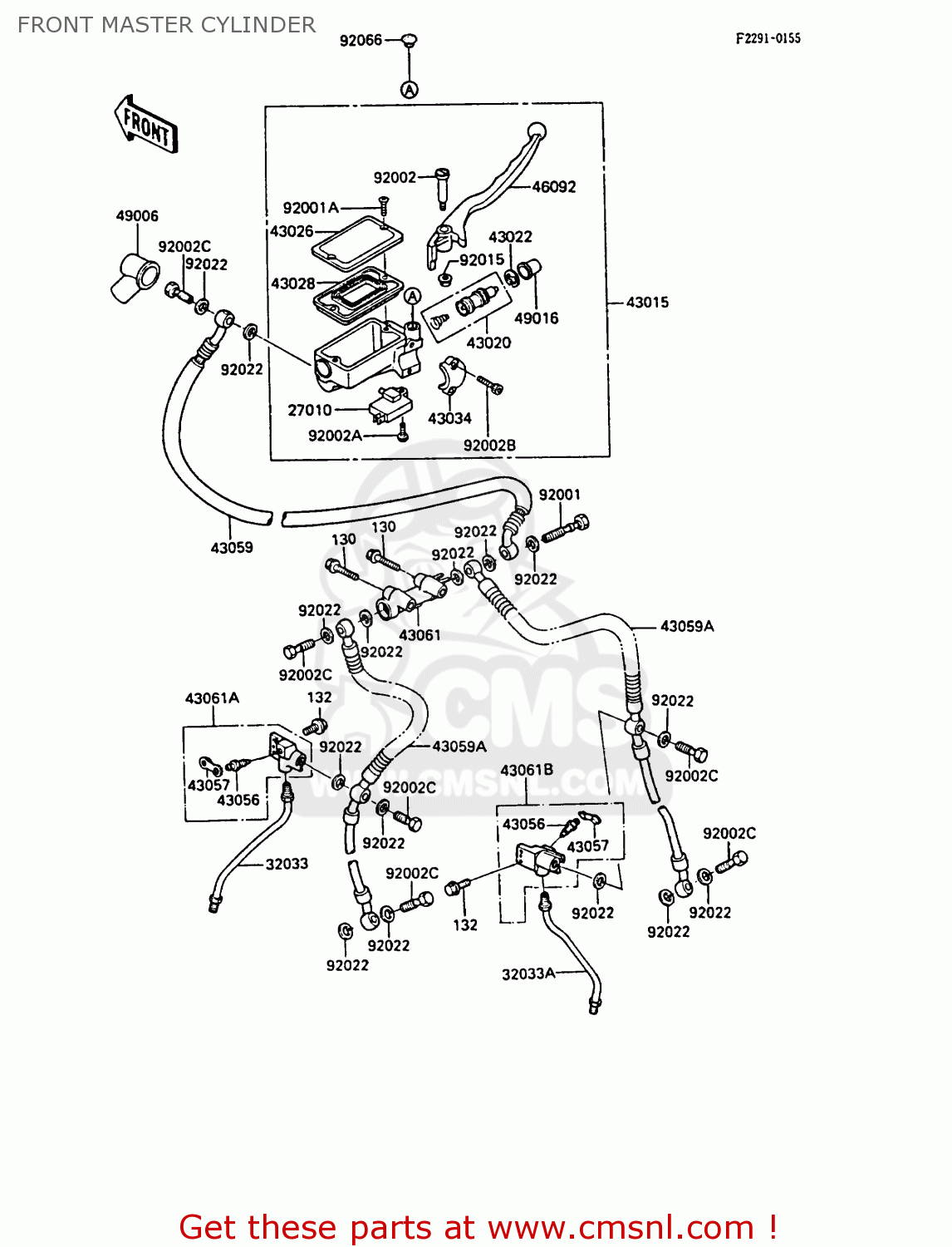 FRONT MASTER CYLINDER ZX1000A1 GPZ1000RX 1986 EUROPE FR UK FG GR IT NR SD SP ST