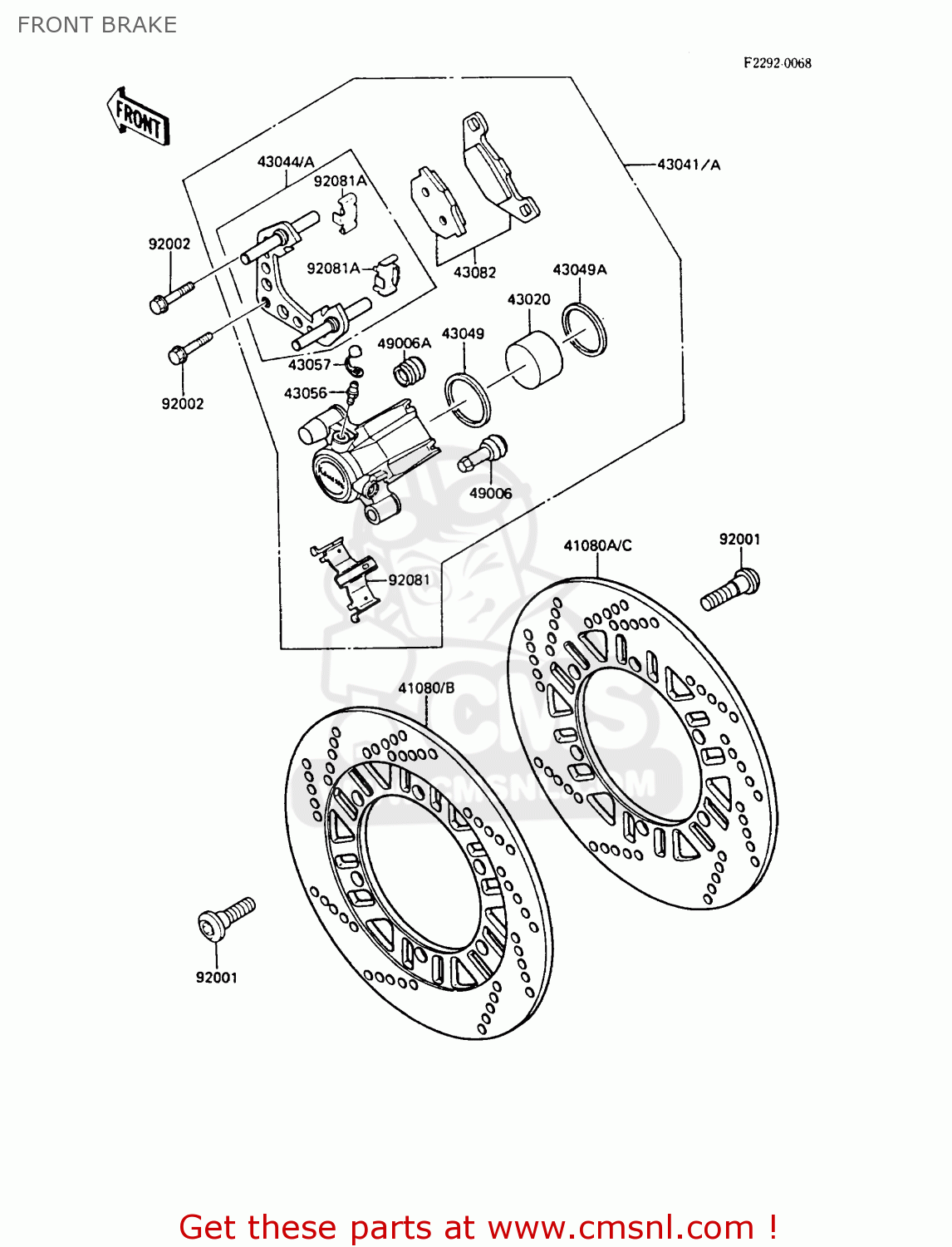 FRONT BRAKE ZX1000A1 GPZ1000RX 1986 EUROPE FR UK FG GR IT NR SD SP ST