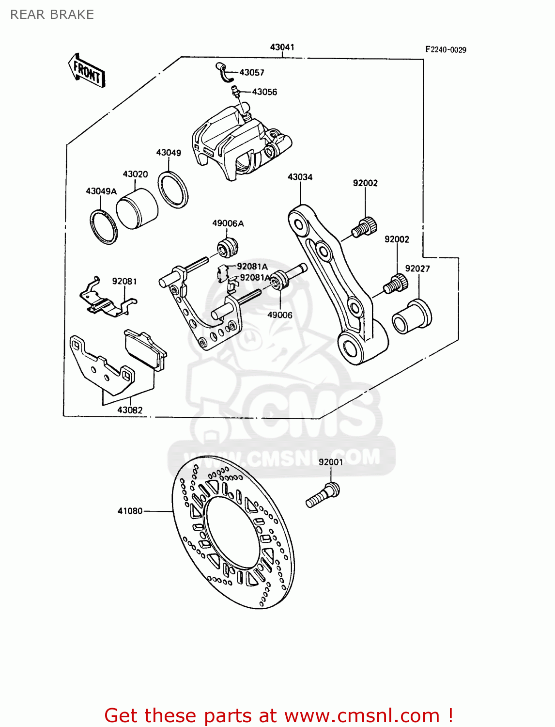 REAR BRAKE ZX1000A1 GPZ1000RX 1986 EUROPE FR UK FG GR IT NR SD SP ST