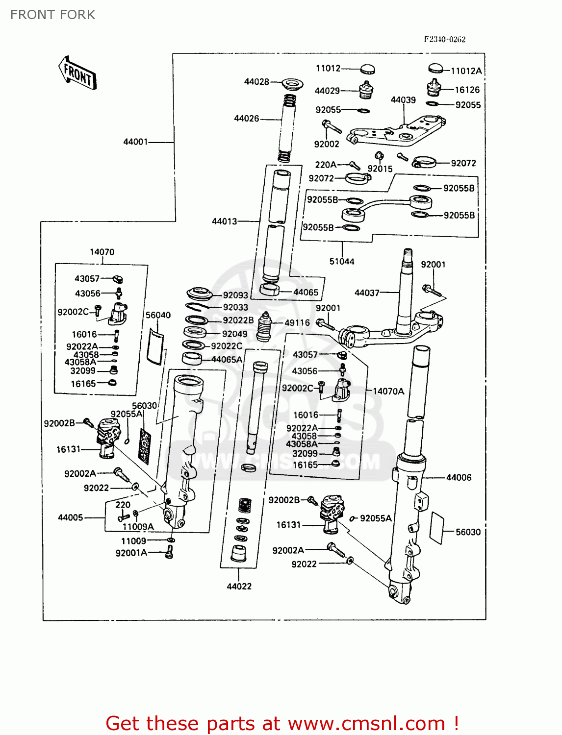 FRONT FORK ZX1000A1 GPZ1000RX 1986 EUROPE FR UK FG GR IT NR SD SP ST