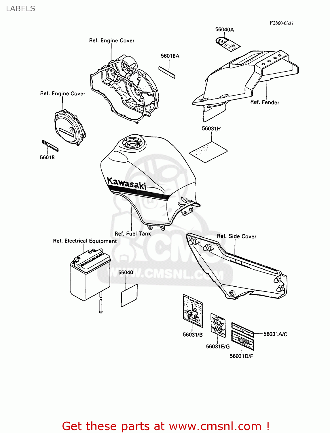 LABELS ZX1000A1 GPZ1000RX 1986 EUROPE FR UK FG GR IT NR SD SP ST