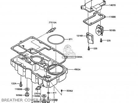 BREATHER COVER/OIL PAN - ZX1000A1 GPZ1000RX 1986 EUROPE FR UK FG GR IT NR SD SP ST