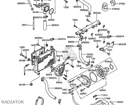 RADIATOR - ZX1000A1 GPZ1000RX 1986 EUROPE FR UK FG GR IT NR SD SP ST