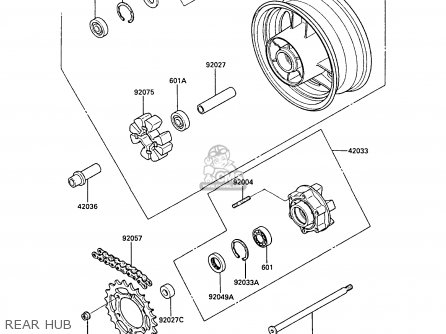 REAR HUB - ZX1000A1 GPZ1000RX 1986 EUROPE FR UK FG GR IT NR SD SP ST
