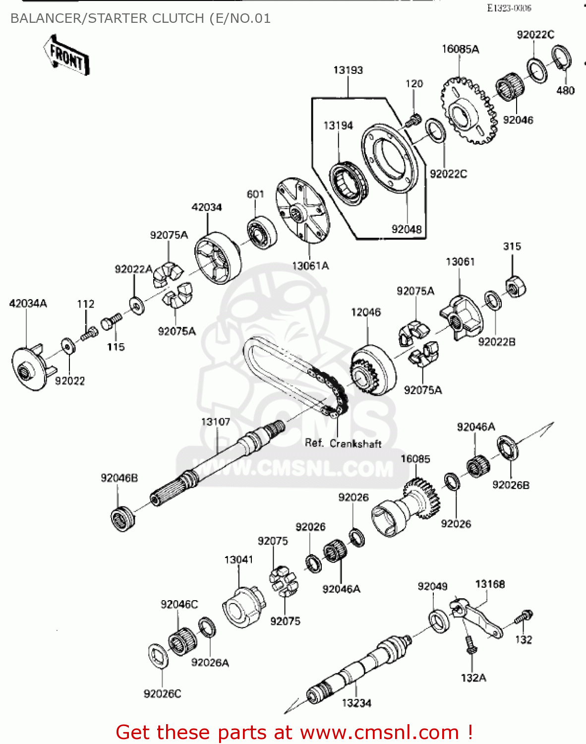 BALANCER/STARTER CLUTCH (E/NO.01 ZX1000A1 NINJA 1000R 1986 USA CALIFORNIA CANADA