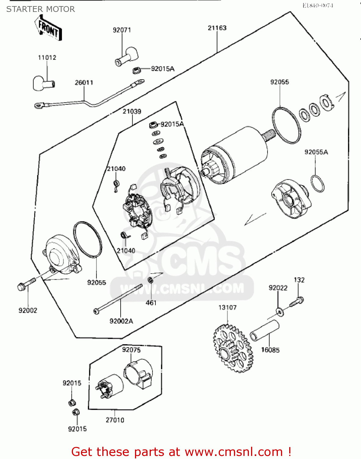 STARTER MOTOR ZX1000A1 NINJA 1000R 1986 USA CALIFORNIA CANADA