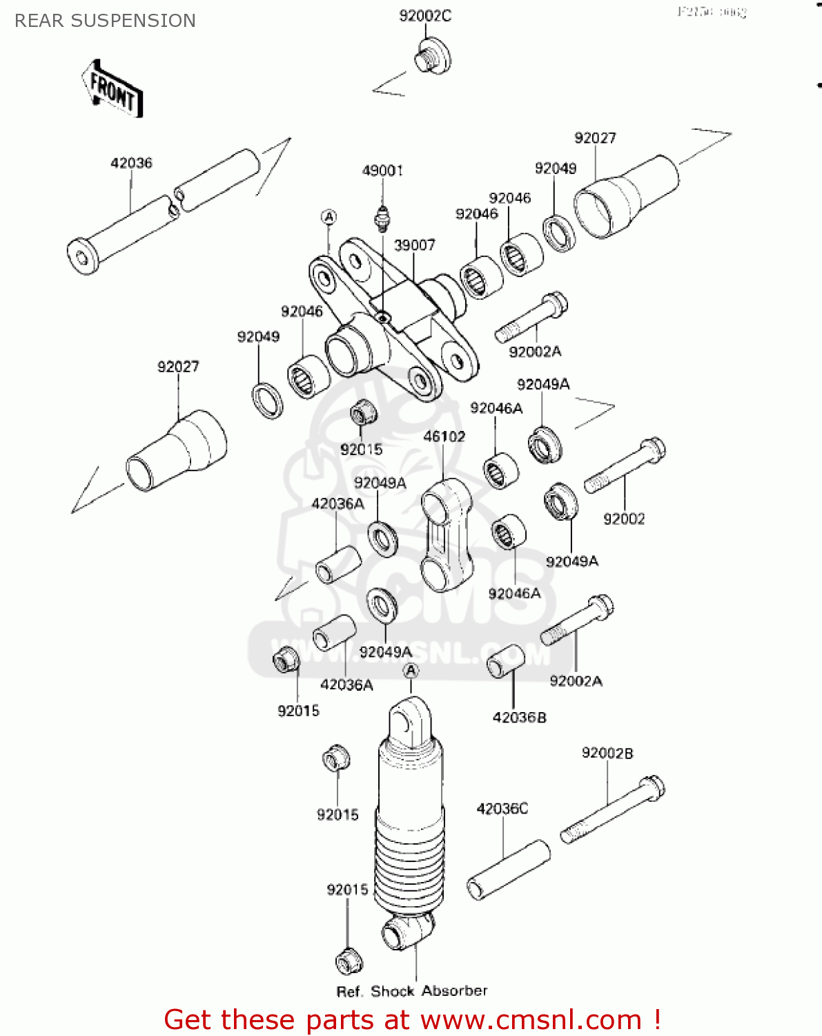 REAR SUSPENSION ZX1000A1 NINJA 1000R 1986 USA CALIFORNIA CANADA