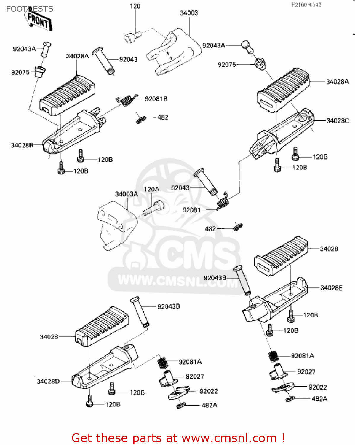 FOOTRESTS ZX1000A1 NINJA 1000R 1986 USA CALIFORNIA CANADA