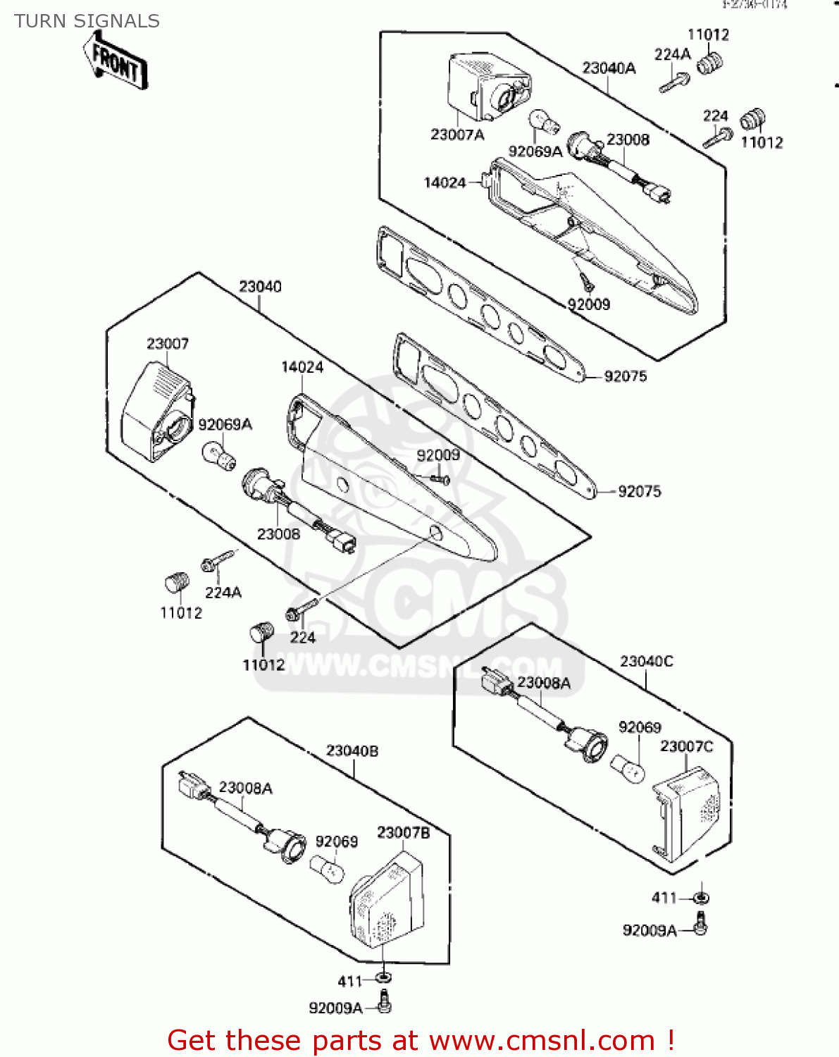 TURN SIGNALS ZX1000A1 NINJA 1000R 1986 USA CALIFORNIA CANADA