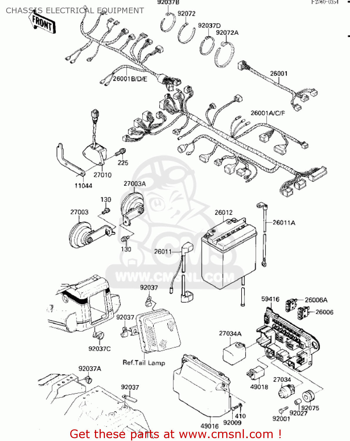 CHASSIS ELECTRICAL EQUIPMENT ZX1000A1 NINJA 1000R 1986 USA CALIFORNIA CANADA