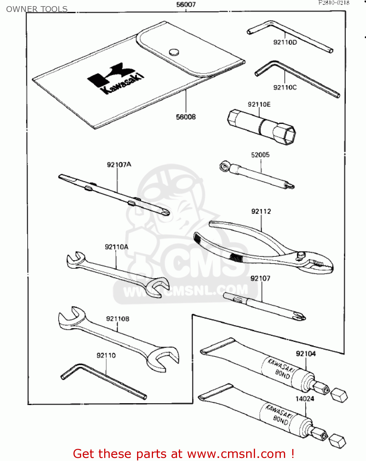 OWNER TOOLS ZX1000A1 NINJA 1000R 1986 USA CALIFORNIA CANADA