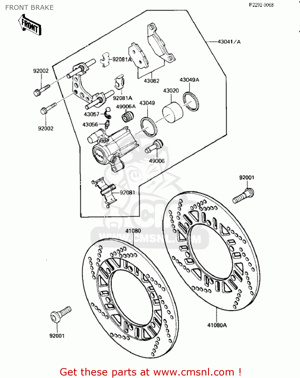 FRONT BRAKE ZX1000A1 NINJA 1000R 1986 USA CALIFORNIA CANADA