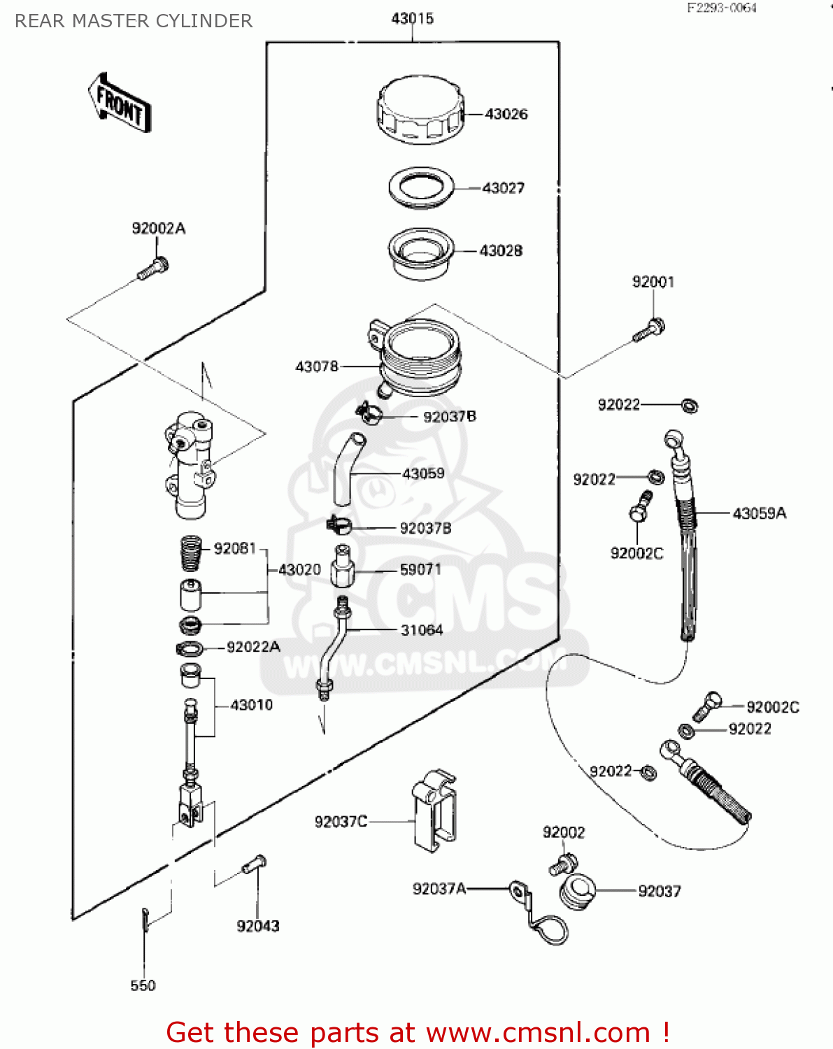 REAR MASTER CYLINDER ZX1000A1 NINJA 1000R 1986 USA CALIFORNIA CANADA
