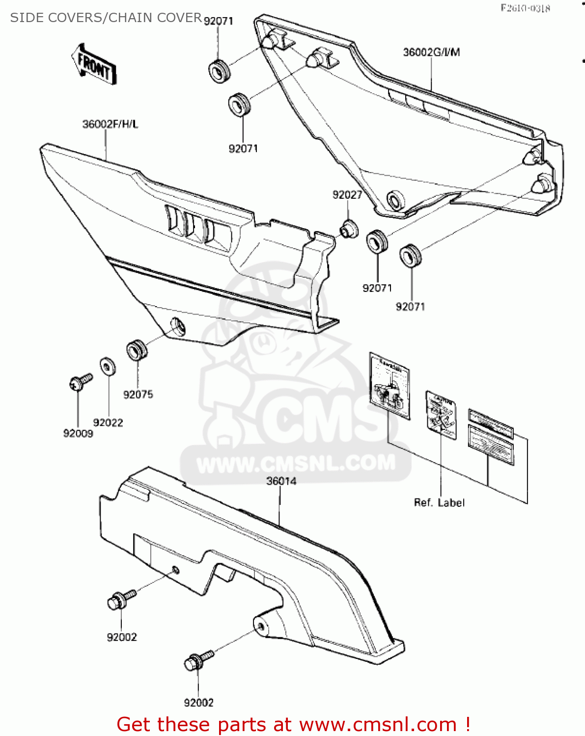 SIDE COVERS/CHAIN COVER ZX1000A1 NINJA 1000R 1986 USA CALIFORNIA CANADA