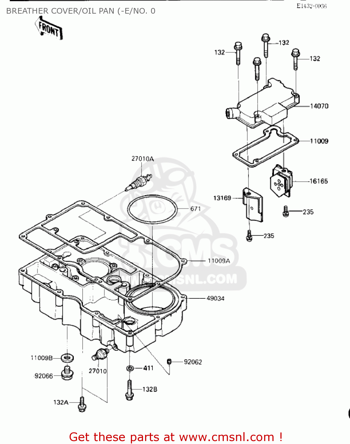 BREATHER COVER/OIL PAN (-E/NO. 0 ZX1000A1 NINJA 1000R 1986 USA CALIFORNIA CANADA