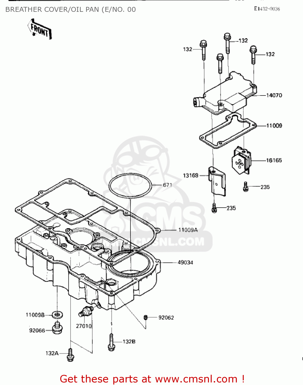 BREATHER COVER/OIL PAN (E/NO. 00 ZX1000A1 NINJA 1000R 1986 USA CALIFORNIA CANADA