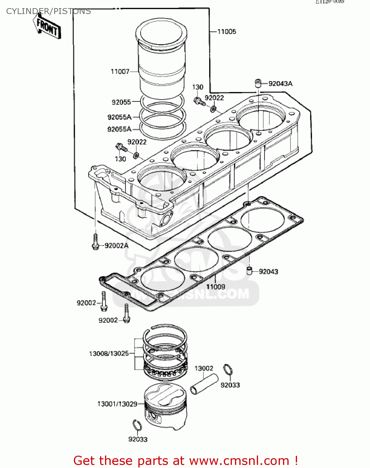 CYLINDER/PISTONS ZX1000A1 NINJA 1000R 1986 USA CALIFORNIA CANADA
