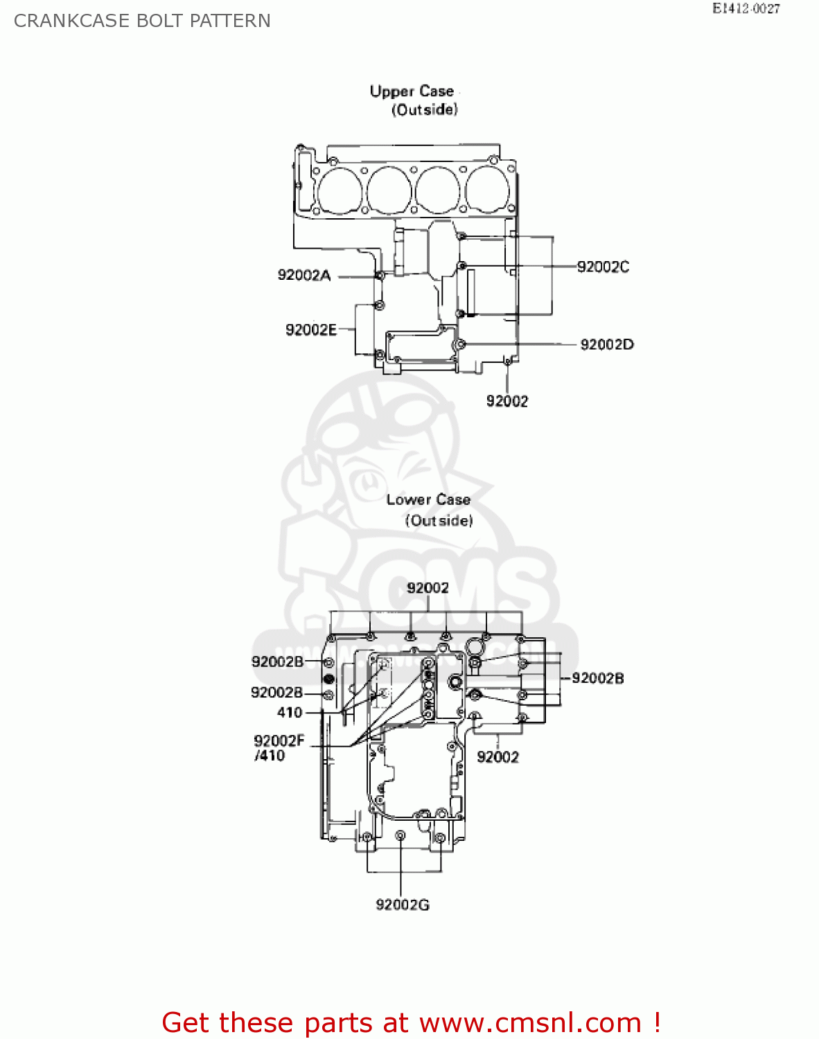 CRANKCASE BOLT PATTERN ZX1000A1 NINJA 1000R 1986 USA CALIFORNIA CANADA