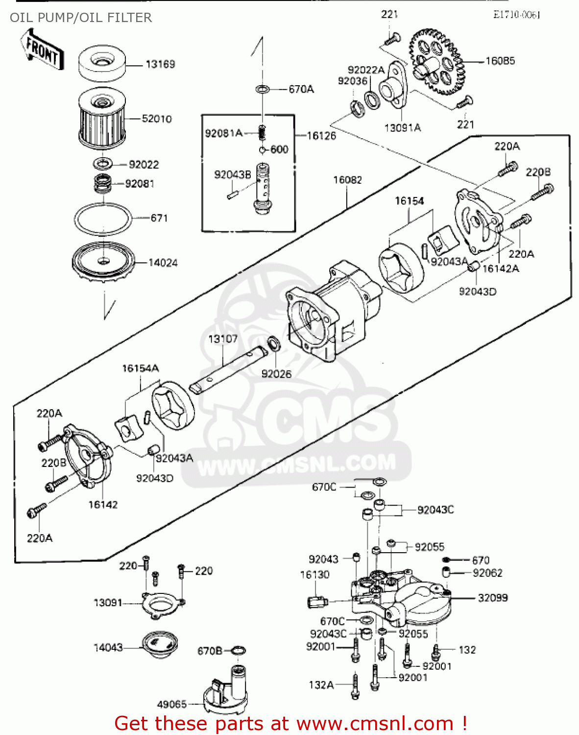 OIL PUMP/OIL FILTER ZX1000A1 NINJA 1000R 1986 USA CALIFORNIA CANADA