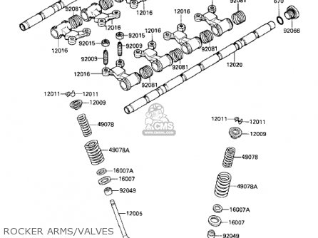 ROCKER ARMS/VALVES - ZX1000A1 NINJA 1000R 1986 USA CALIFORNIA CANADA