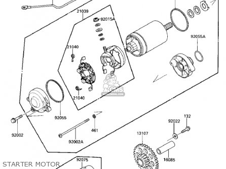 STARTER MOTOR - ZX1000A1 NINJA 1000R 1986 USA CALIFORNIA CANADA
