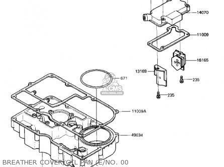BREATHER COVER/OIL PAN (E/NO. 00 - ZX1000A1 NINJA 1000R 1986 USA CALIFORNIA CANADA