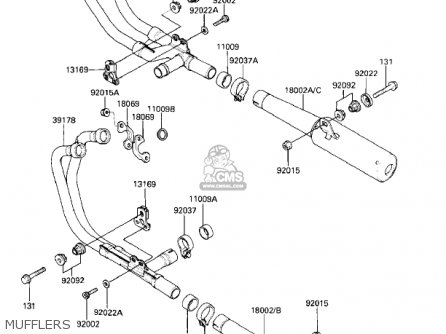 MUFFLERS - ZX1000A1 NINJA 1000R 1986 USA CALIFORNIA CANADA