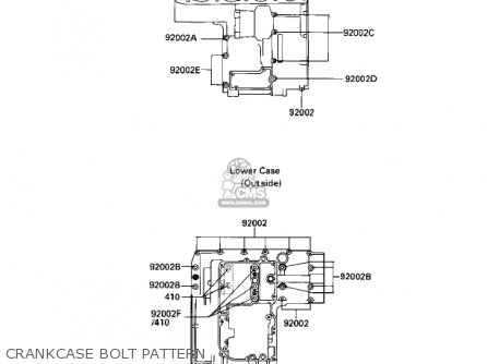 CRANKCASE BOLT PATTERN - ZX1000A1 NINJA 1000R 1986 USA CALIFORNIA CANADA
