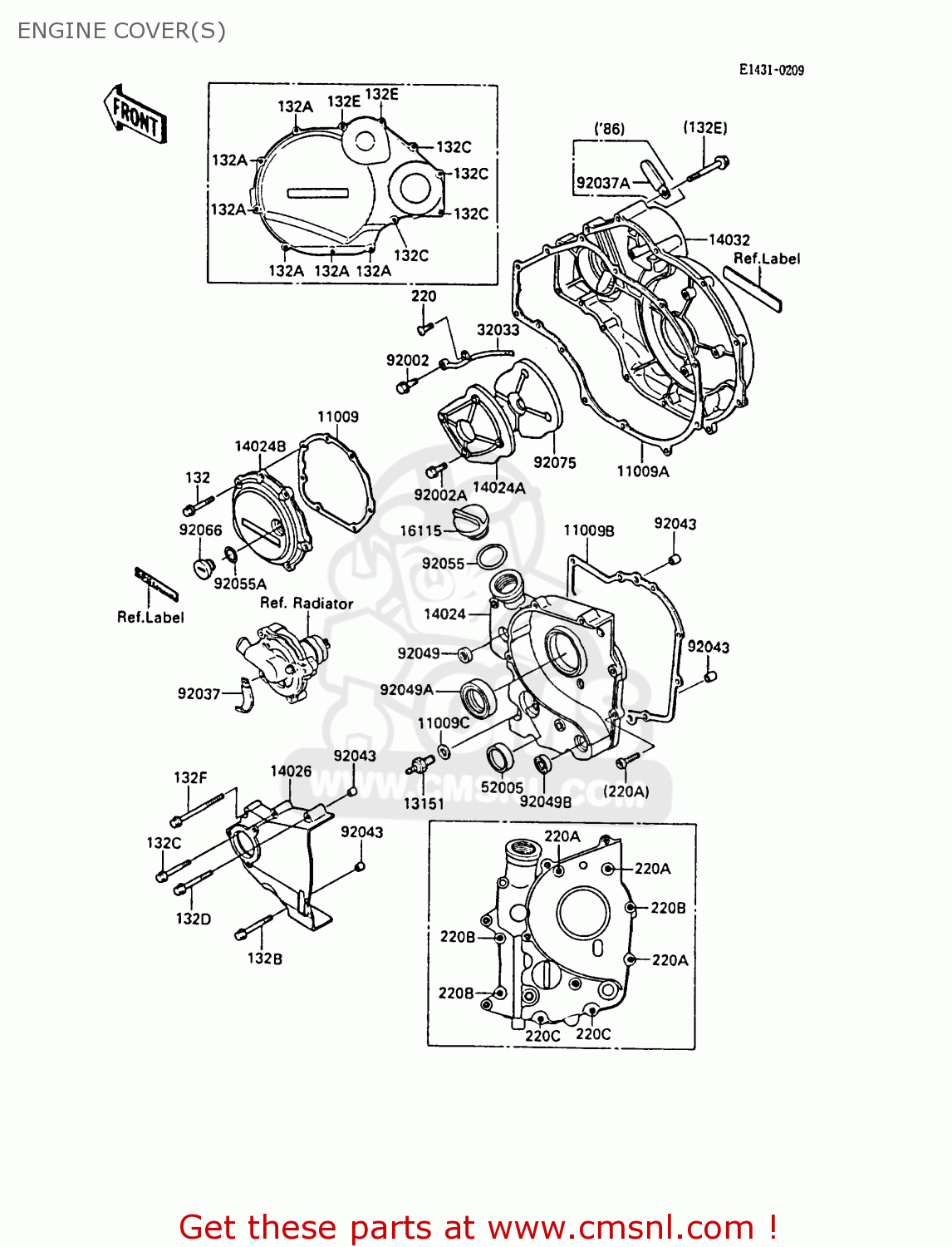 ENGINE COVER(S) ZX1000A2 GPZ1000RX 1987 EUROPE FG IT NR SD SP