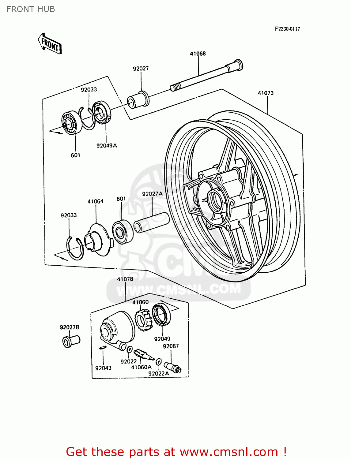 FRONT HUB ZX1000A2 GPZ1000RX 1987 EUROPE FG IT NR SD SP