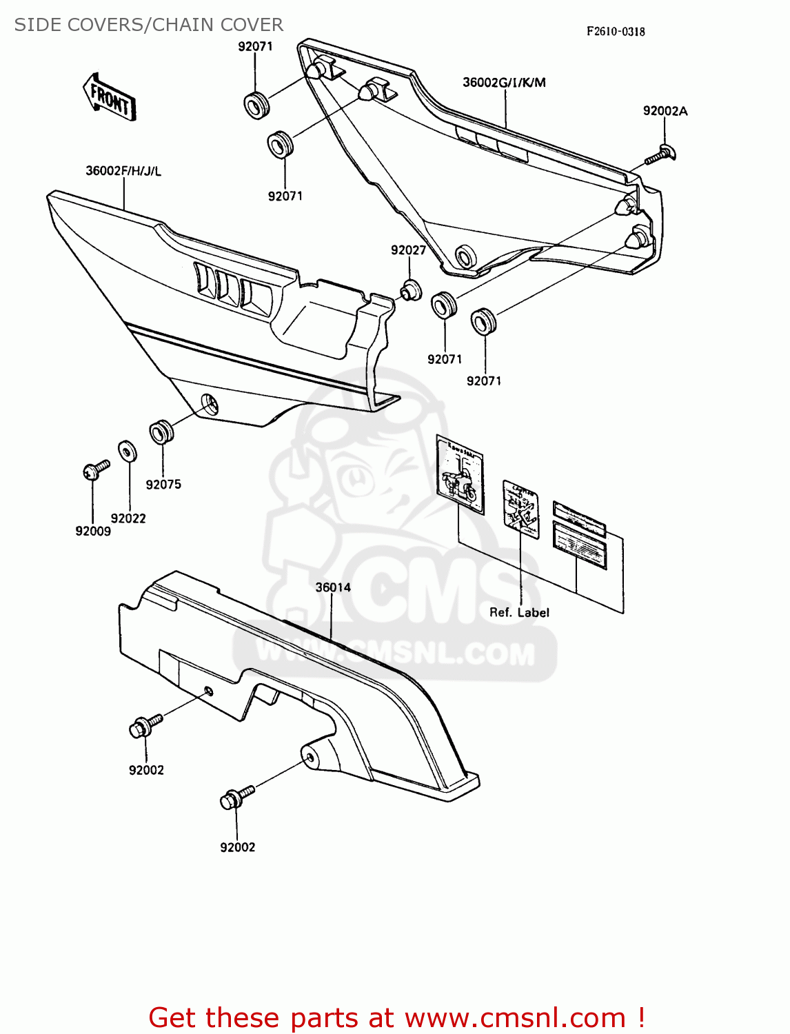 SIDE COVERS/CHAIN COVER ZX1000A2 GPZ1000RX 1987 EUROPE FG IT NR SD SP