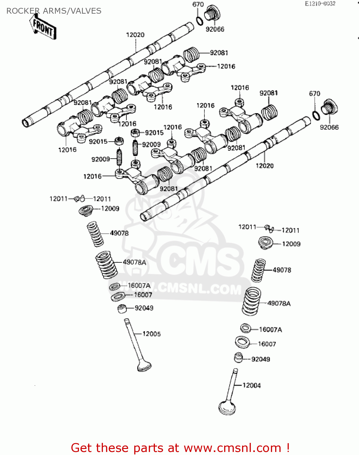 ROCKER ARMS/VALVES ZX1000A2 NINJA 1000R 1987 USA CALIFORNIA CANADA
