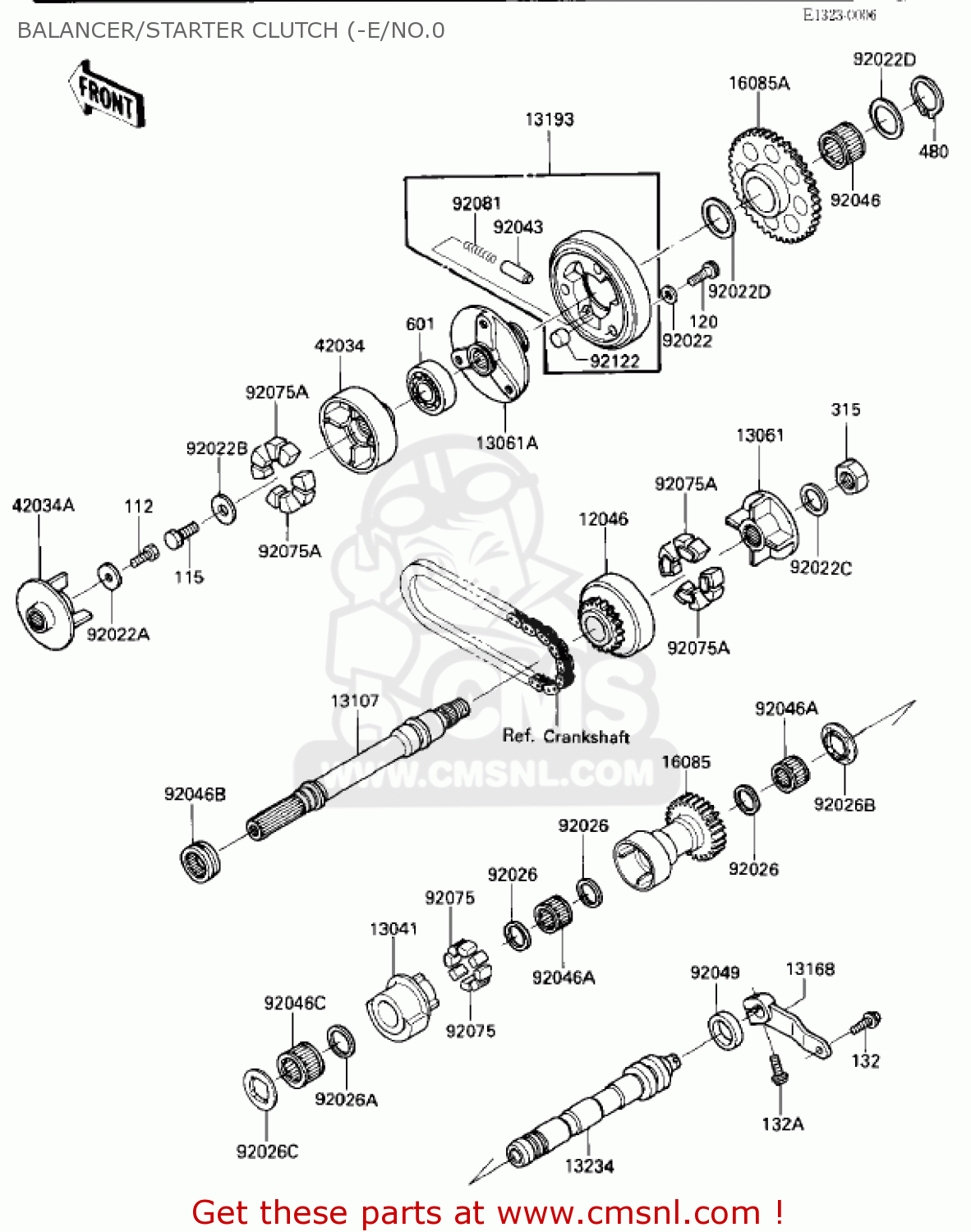 BALANCER/STARTER CLUTCH (-E/NO.0 ZX1000A2 NINJA 1000R 1987 USA CALIFORNIA CANADA