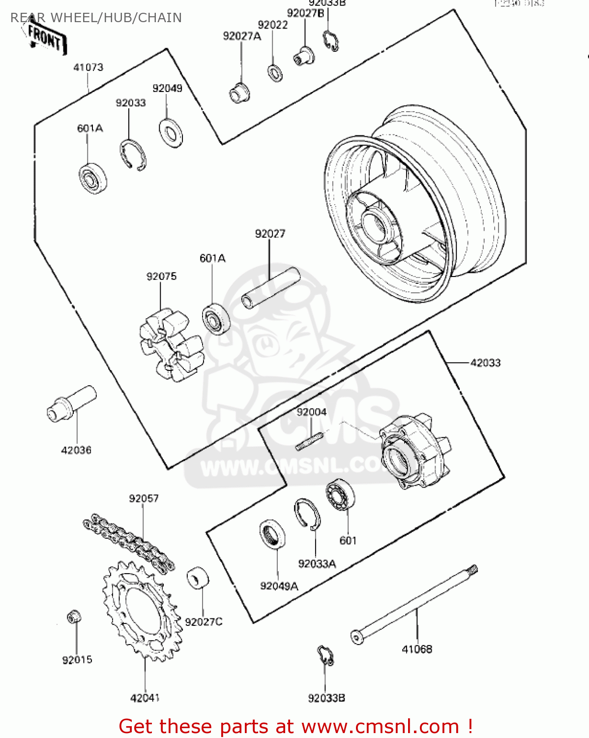 REAR WHEEL/HUB/CHAIN ZX1000A2 NINJA 1000R 1987 USA CALIFORNIA CANADA