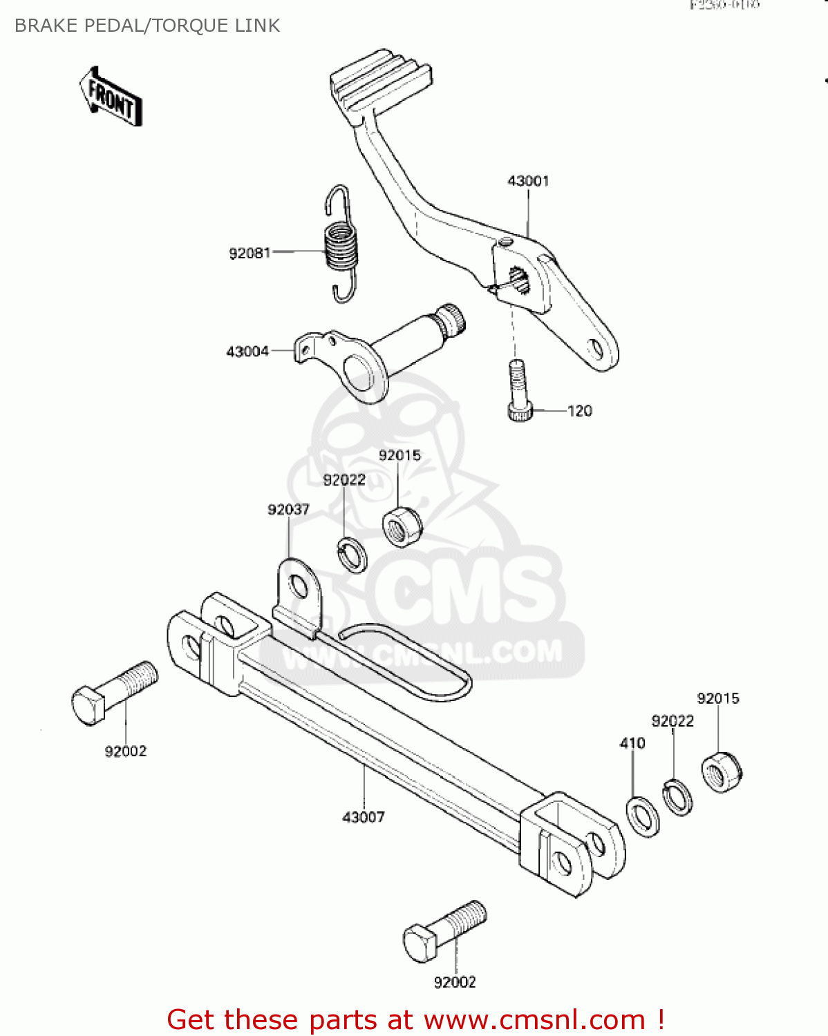 BRAKE PEDAL/TORQUE LINK ZX1000A2 NINJA 1000R 1987 USA CALIFORNIA CANADA