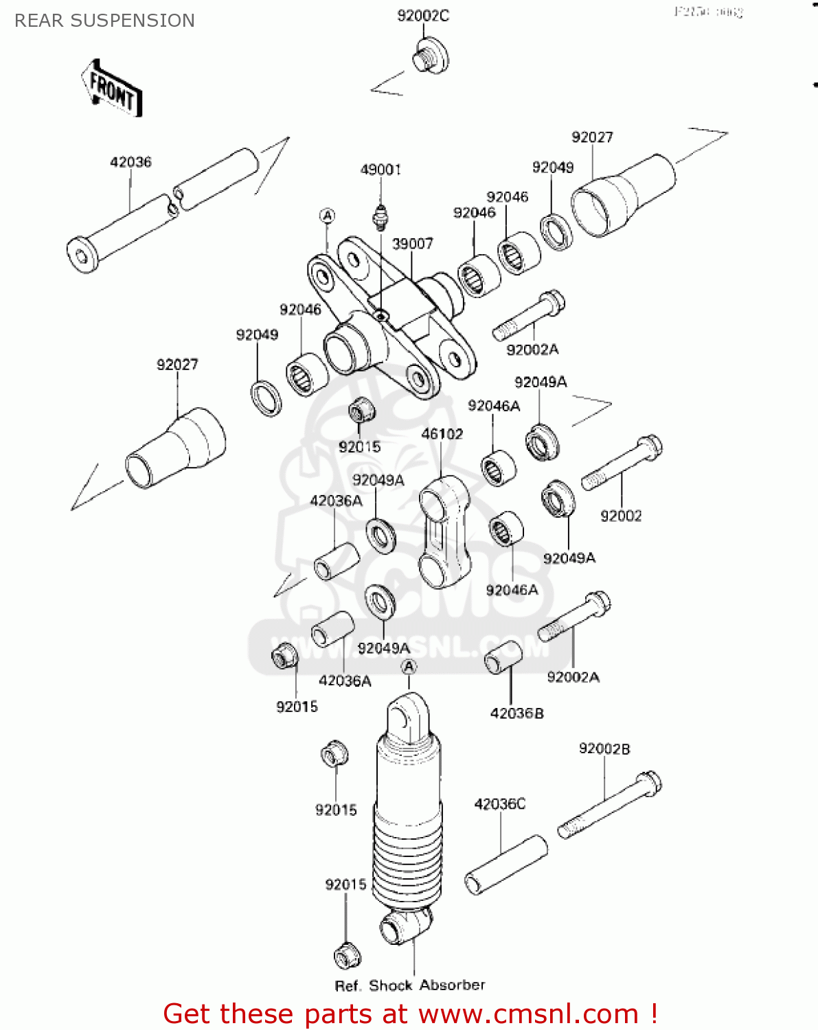 REAR SUSPENSION ZX1000A2 NINJA 1000R 1987 USA CALIFORNIA CANADA