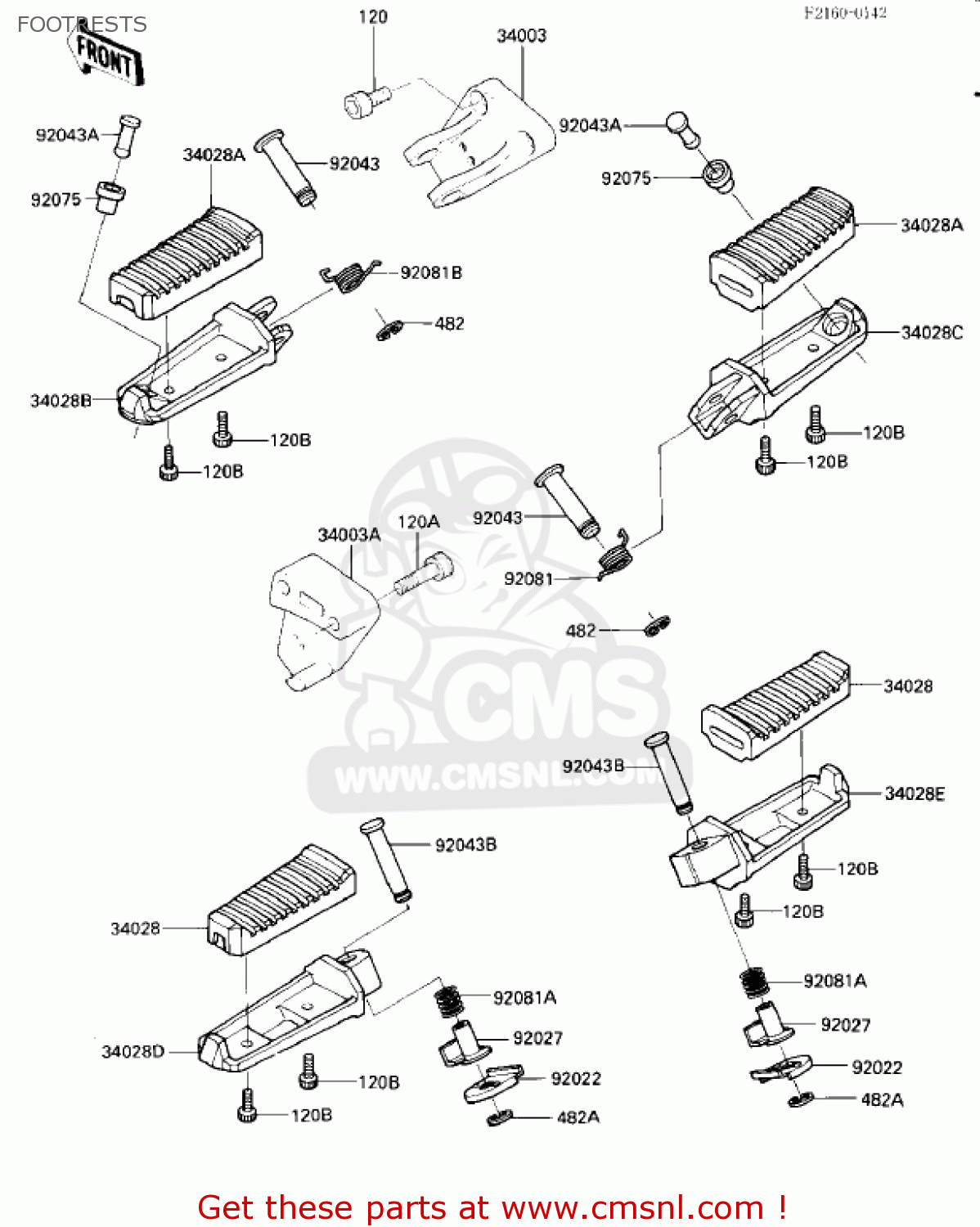 FOOTRESTS ZX1000A2 NINJA 1000R 1987 USA CALIFORNIA CANADA