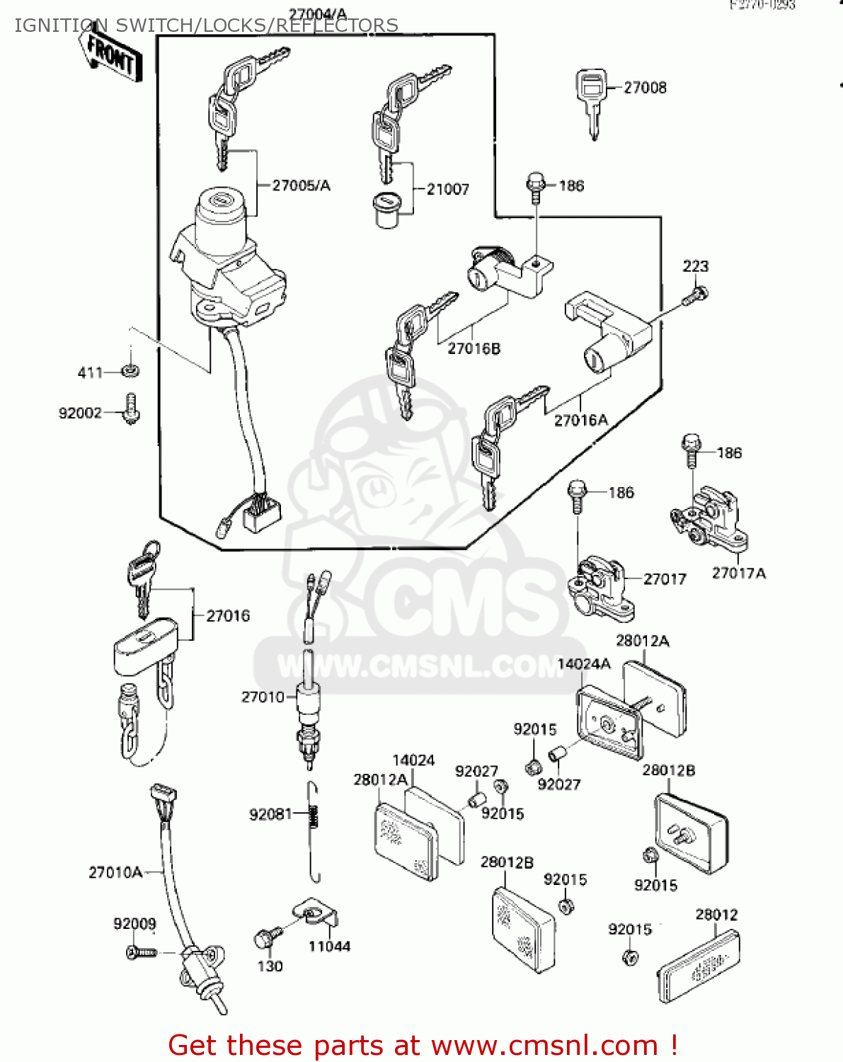 IGNITION SWITCH/LOCKS/REFLECTORS ZX1000A2 NINJA 1000R 1987 USA CALIFORNIA CANADA
