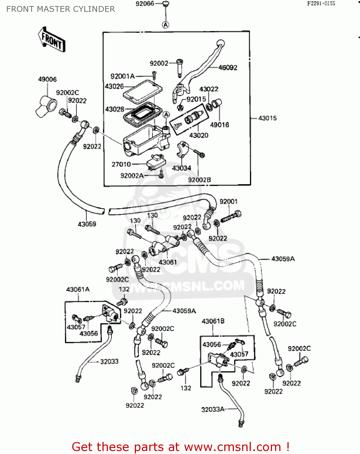 FRONT MASTER CYLINDER ZX1000A2 NINJA 1000R 1987 USA CALIFORNIA CANADA