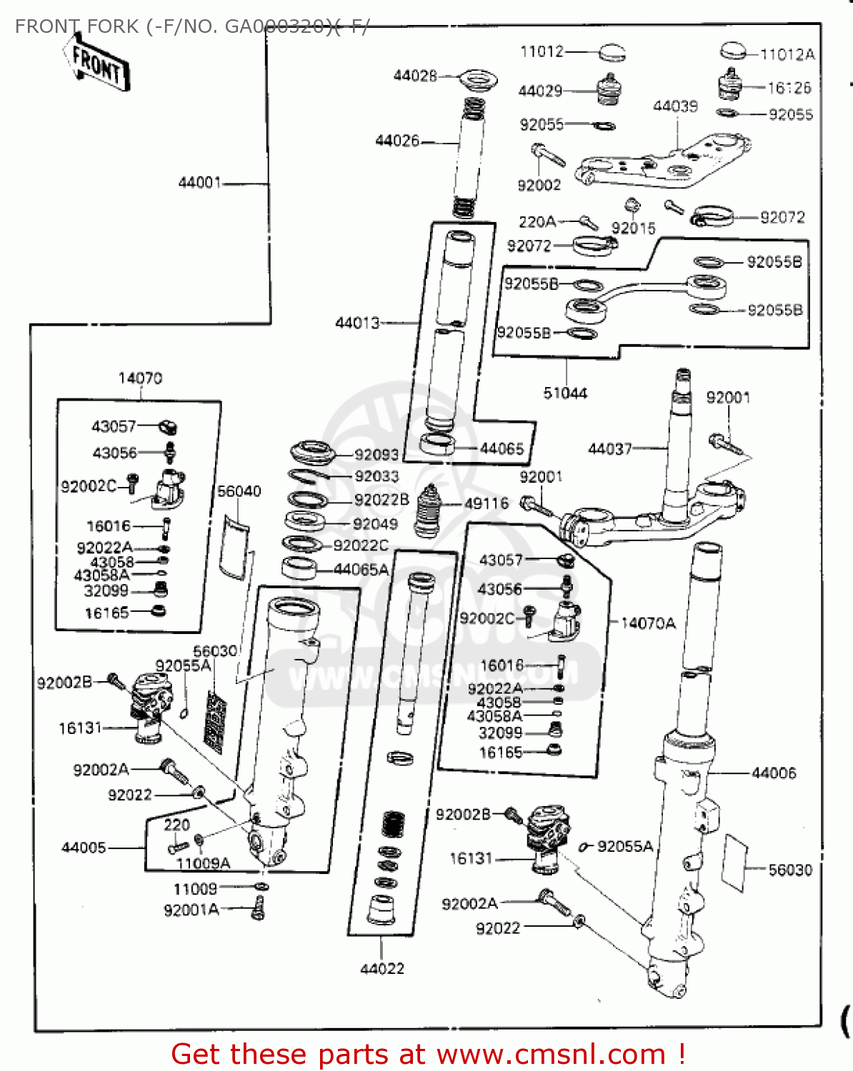 FRONT FORK (-F/NO. GA000320)(-F/ ZX1000A2 NINJA 1000R 1987 USA CALIFORNIA CANADA