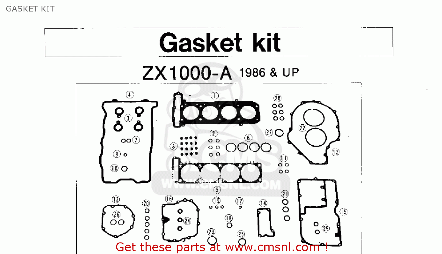 GASKET KIT ZX1000A2 NINJA 1000R 1987 USA CALIFORNIA CANADA