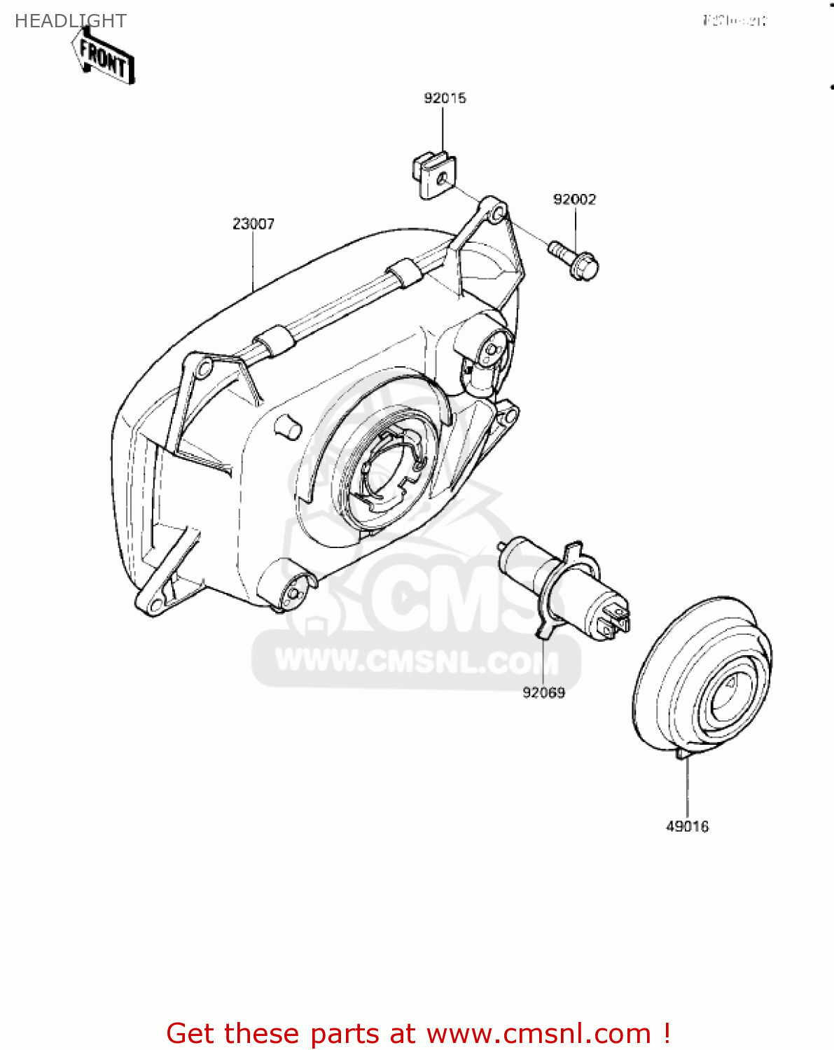 HEADLIGHT ZX1000A2 NINJA 1000R 1987 USA CALIFORNIA CANADA