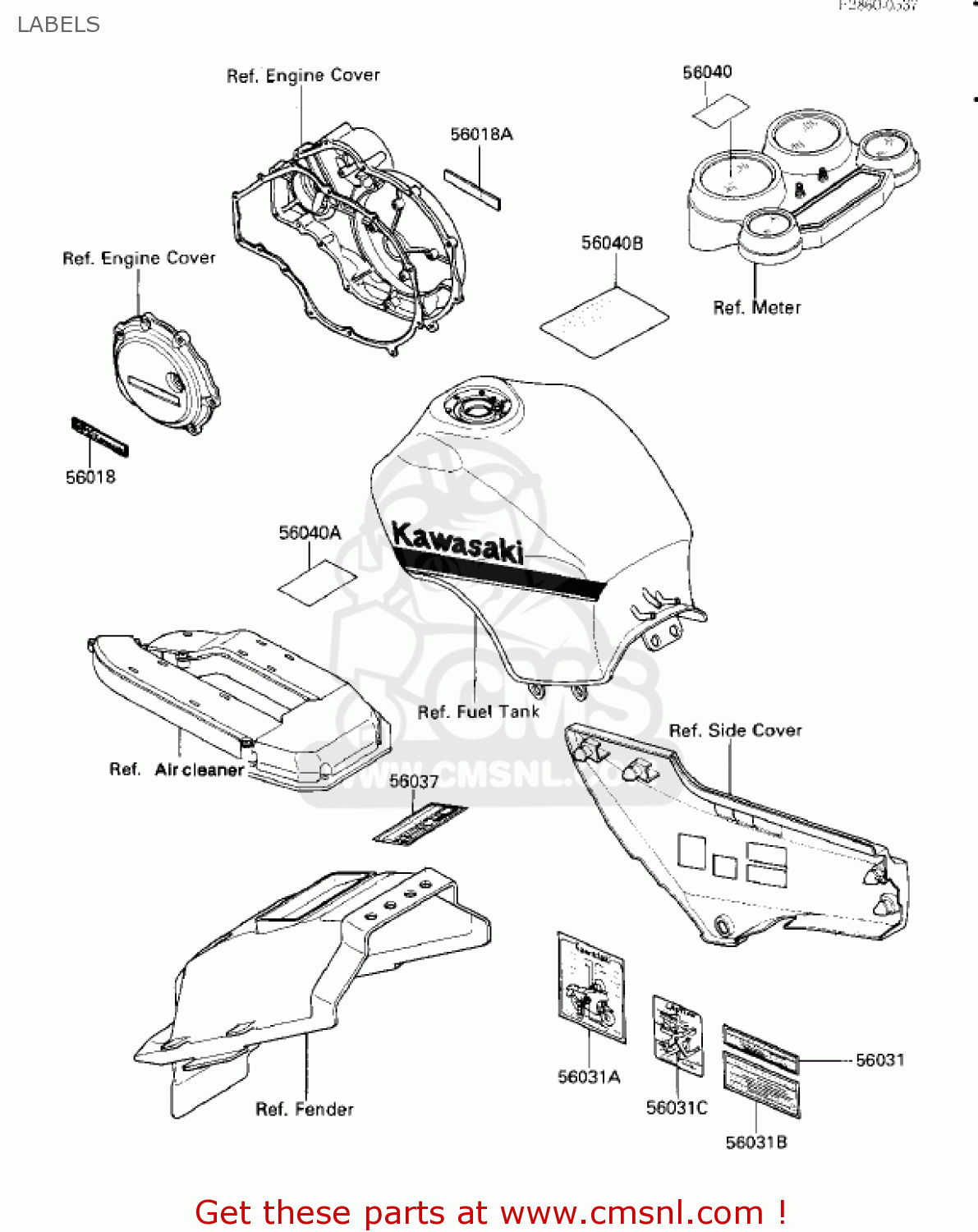 LABELS ZX1000A2 NINJA 1000R 1987 USA CALIFORNIA CANADA
