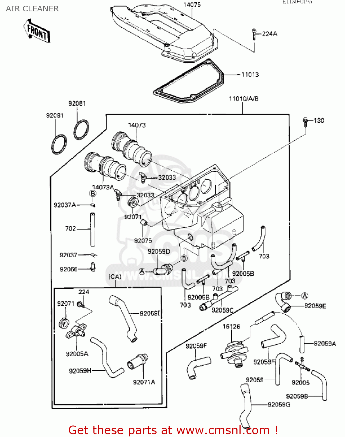 AIR CLEANER ZX1000A2 NINJA 1000R 1987 USA CALIFORNIA CANADA