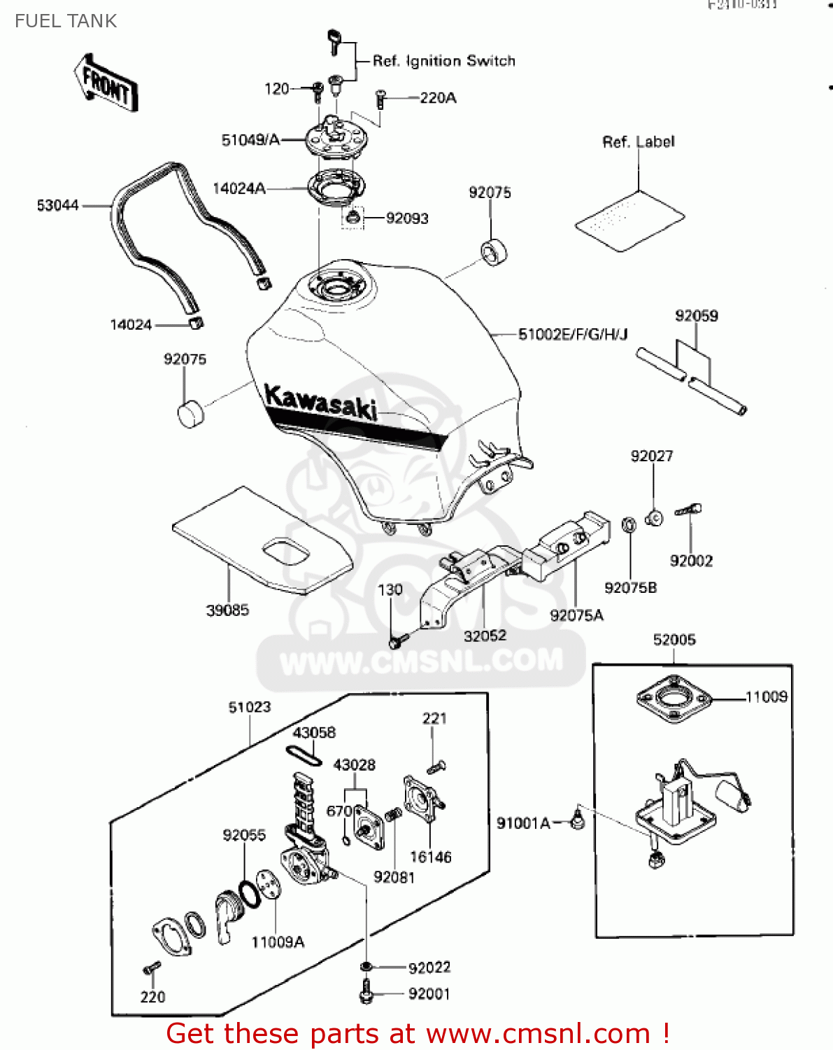 FUEL TANK ZX1000A2 NINJA 1000R 1987 USA CALIFORNIA CANADA