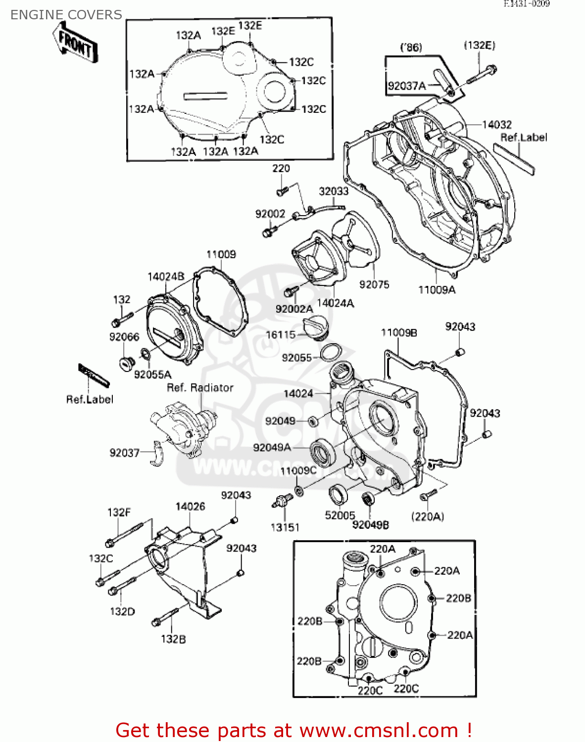 ENGINE COVERS ZX1000A2 NINJA 1000R 1987 USA CALIFORNIA CANADA