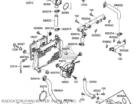 RADIATOR/FAN/WATER PUMP (E/NO. 0 - ZX1000A2 NINJA 1000R 1987 USA CALIFORNIA CANADA
