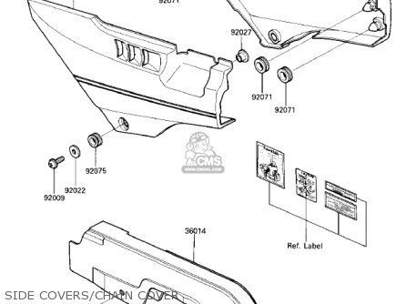 SIDE COVERS/CHAIN COVER - ZX1000A2 NINJA 1000R 1987 USA CALIFORNIA CANADA