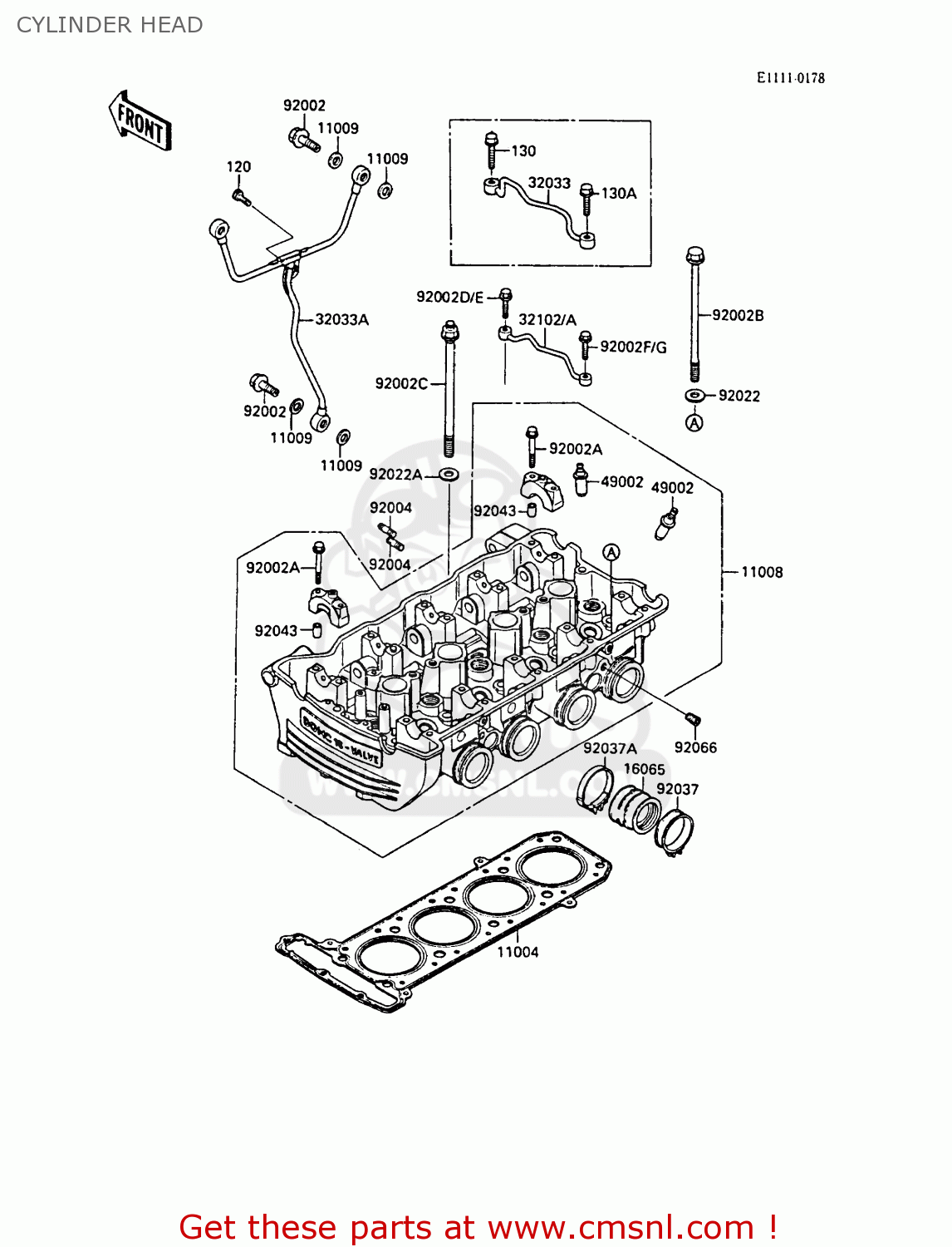 CYLINDER HEAD ZX1000A3 GPZ1000RX 1988 EUROPE UK FR